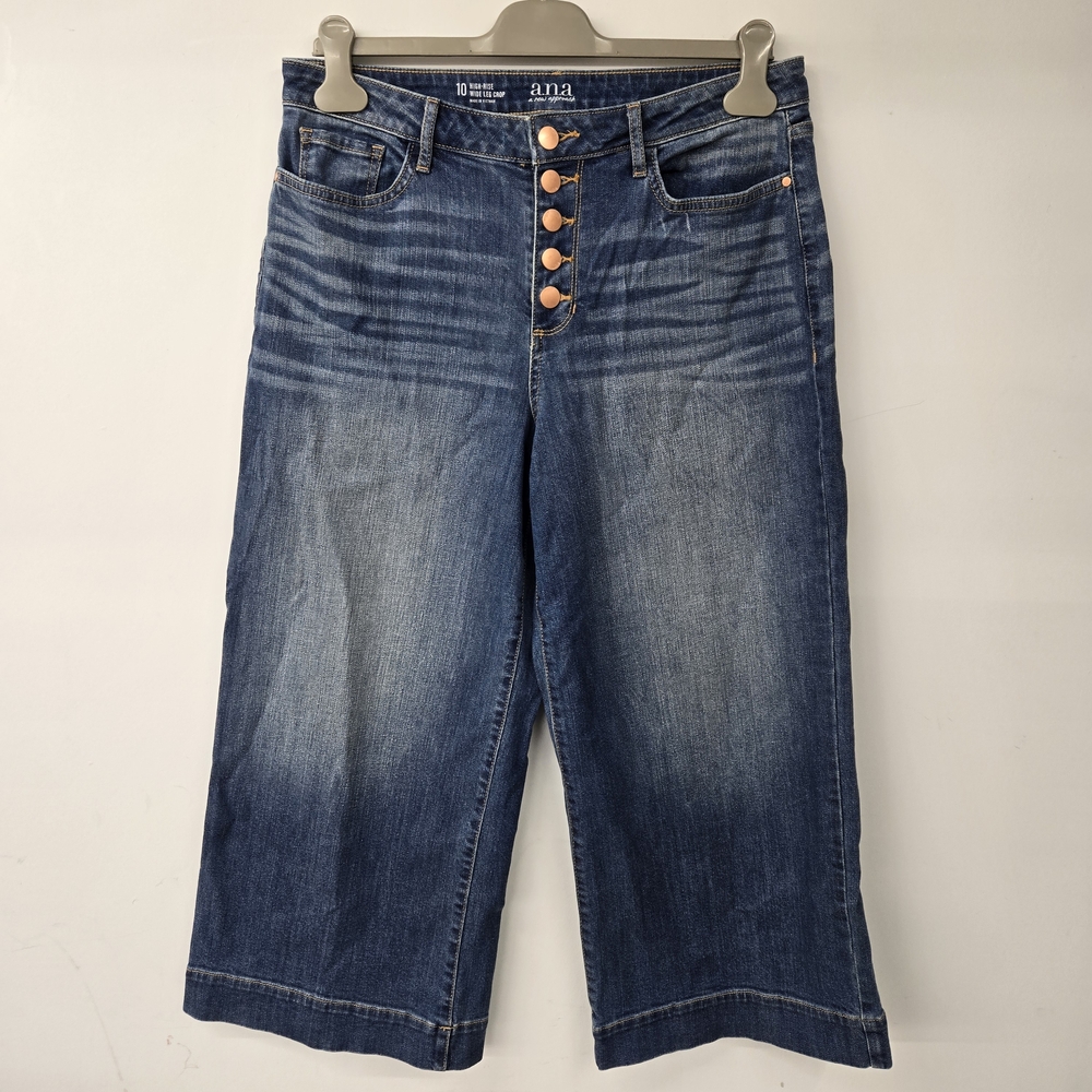 A.N.A A New Approach Blue High Rise Wide Leg Capri Denim Size 10